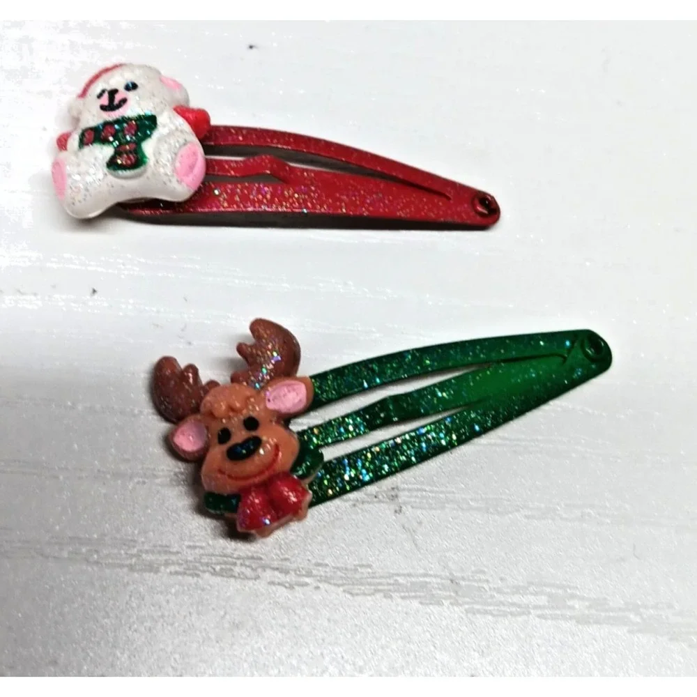 Y2K Christmas Hair Accessories Corker Hair Ties‎ Snap Clips 4 Piece Lot